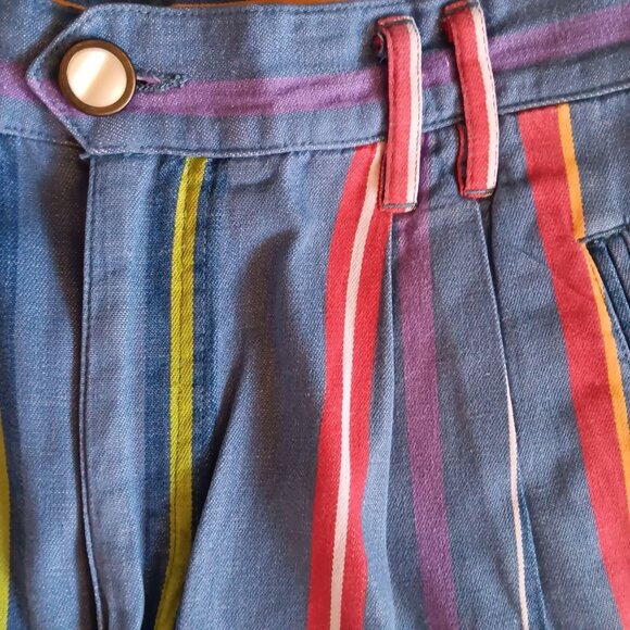 Vintage Women's Shorts 10 28" Lizwar Striped High-Waisted Mom Shorts 1990's - Picture 3 of 6
